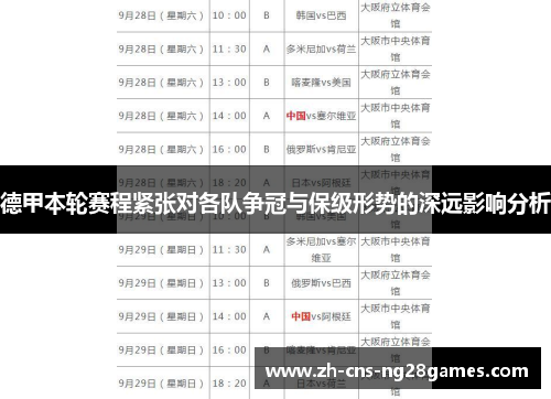 德甲本轮赛程紧张对各队争冠与保级形势的深远影响分析